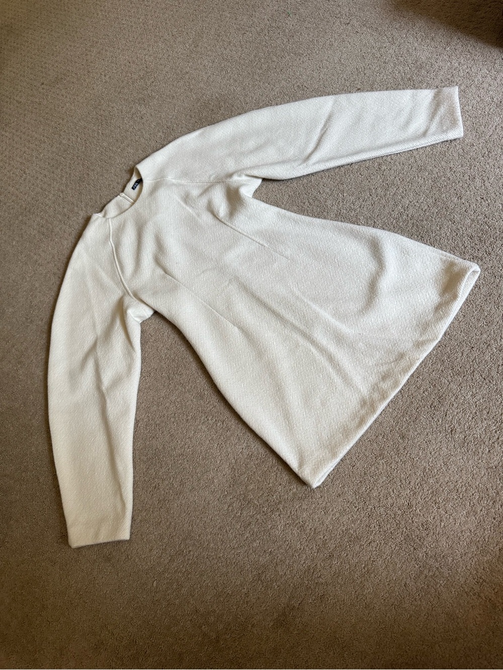 Zara Cream Textured Knit Zip-Back Dress